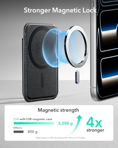 ESR for MagSafe Wallet, 5-Card Holder With RFID Blocking, MagSafe Sticker Included, Slim Magnetic Wallet for iPhone 17/16/15/14/13/12 Series (Black)