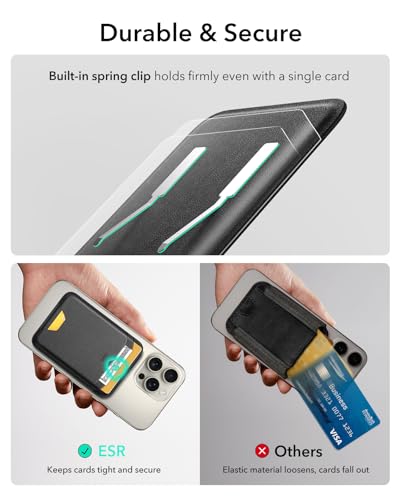 ESR for MagSafe Wallet, 5-Card Holder With RFID Blocking, MagSafe Sticker Included, Slim Magnetic Wallet for iPhone 17/16/15/14/13/12 Series (Black)