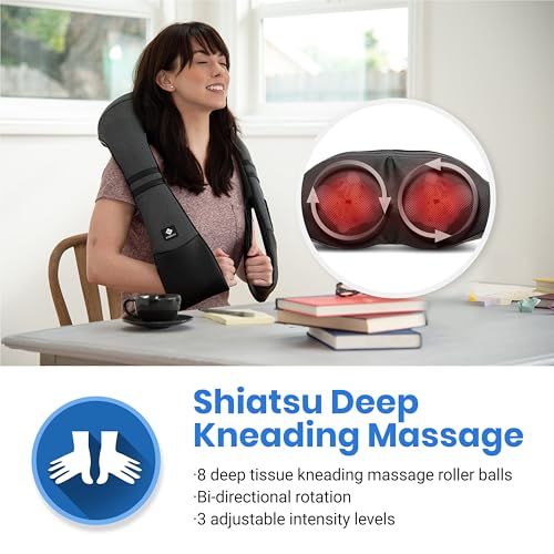 Etekcity Cordless Neck Massager with Heat, Rechargeable Shiatsu Back and Shoulder Massage Tool
