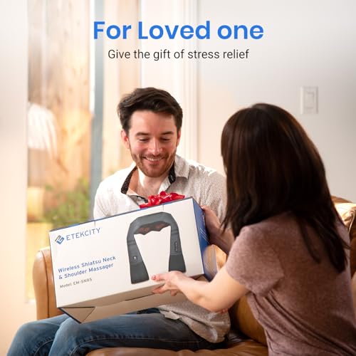 Etekcity Cordless Neck Massager with Heat, Rechargeable Shiatsu Back and Shoulder Massage Tool