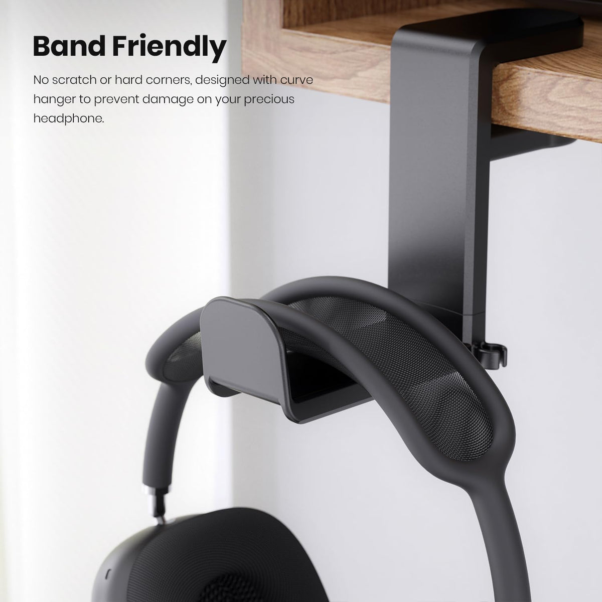 EURPMASK Rotating Headphone Stand - PC Gaming Headset Holder, Adjustable Clamp-on Under Desk Hanger (Black)