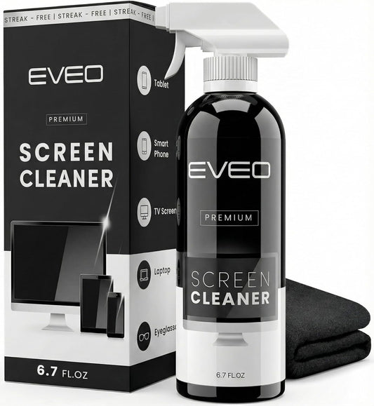 EVEO® Screen Cleaner Spray Kit (Streak-Free) TV Screen Cleaner for Smart TV, Lcd, LEd, Oled - Computer Screen Cleaner Spray and Wipe Microfiber Cloth