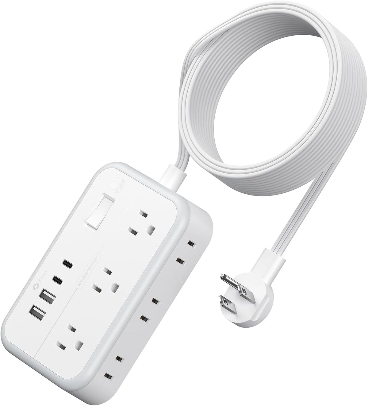 Extension Cord 15 ft, Power Strip with 6 Outlets 4 USB Charger(2 USB C Port), Flat Plug Outlet Extender Long Cord, Protection for Indoor, Home