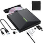 External CD/DVD Drive for Laptop, USB 3.0 DVD Player with 4 USB Ports & 2 TF/SD Card Slots, Portable CD/DVD +/-RW Drive Burner Reader Writer