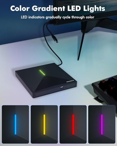 External CD/DVD Drive for Laptop, USB 3.0 DVD Player with 4 USB Ports & 2 TF/SD Card Slots, Portable CD/DVD +/-RW Drive Burner Reader Writer