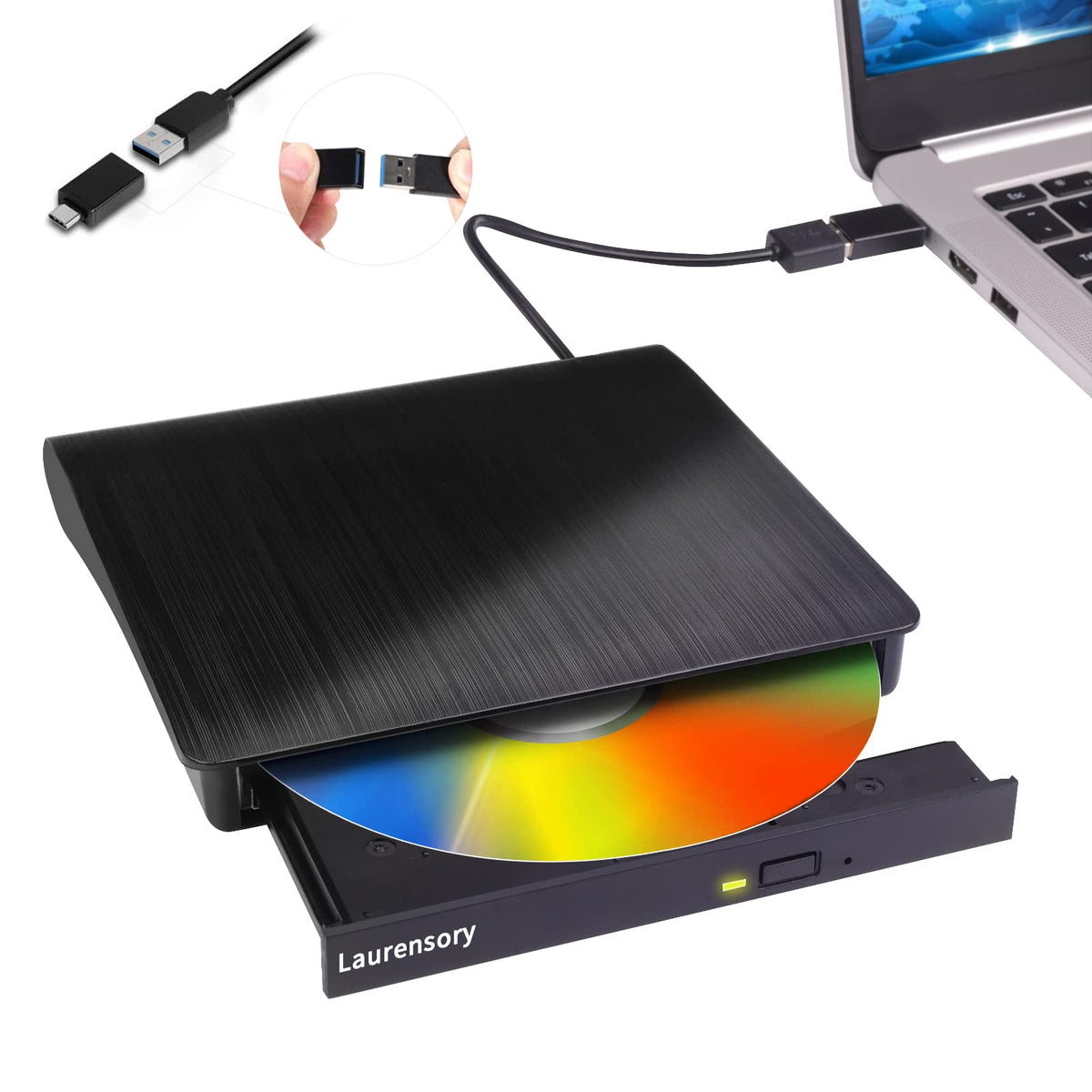 External DVD Drive USB 3.0 Type-C Portable CD DVD Player for Laptop +/-RW Disk Drive CD ROM Burner Writer CD/DVD Burner Reader