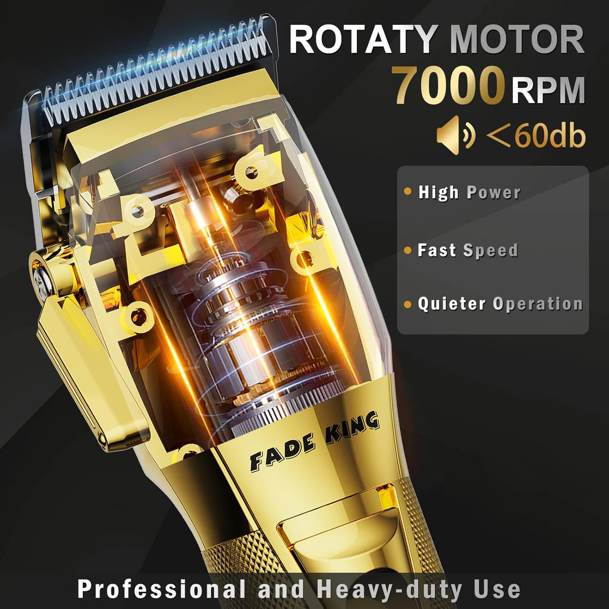 FADEKING Professional Hair Clippers & Beard Trimmer Set for Men - Cordless Barber Clippers with LCD Display (Gold + Bronze)