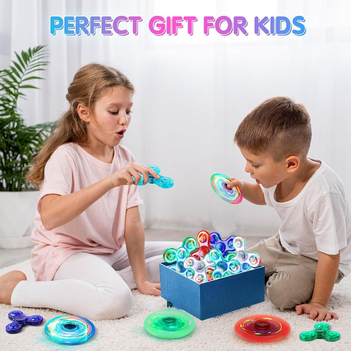 Fidget Spinner 2 Pack, Light up Sensory Fidget Toys Adults Kids 4-8-12