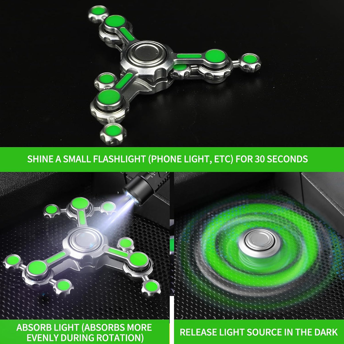 Fidget Spinner Toy for Kids Adults Metal Figette, Silent Cool Gadgets Quiet Office Finger Roller Desk Toy Stress Relief Tools Calm Down