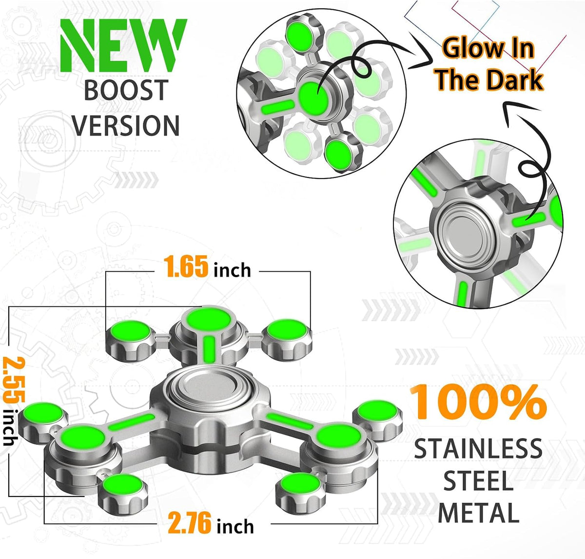 Fidget Spinner Toy for Kids Adults Metal Figette, Silent Cool Gadgets Quiet Office Finger Roller Desk Toy Stress Relief Tools Calm Down