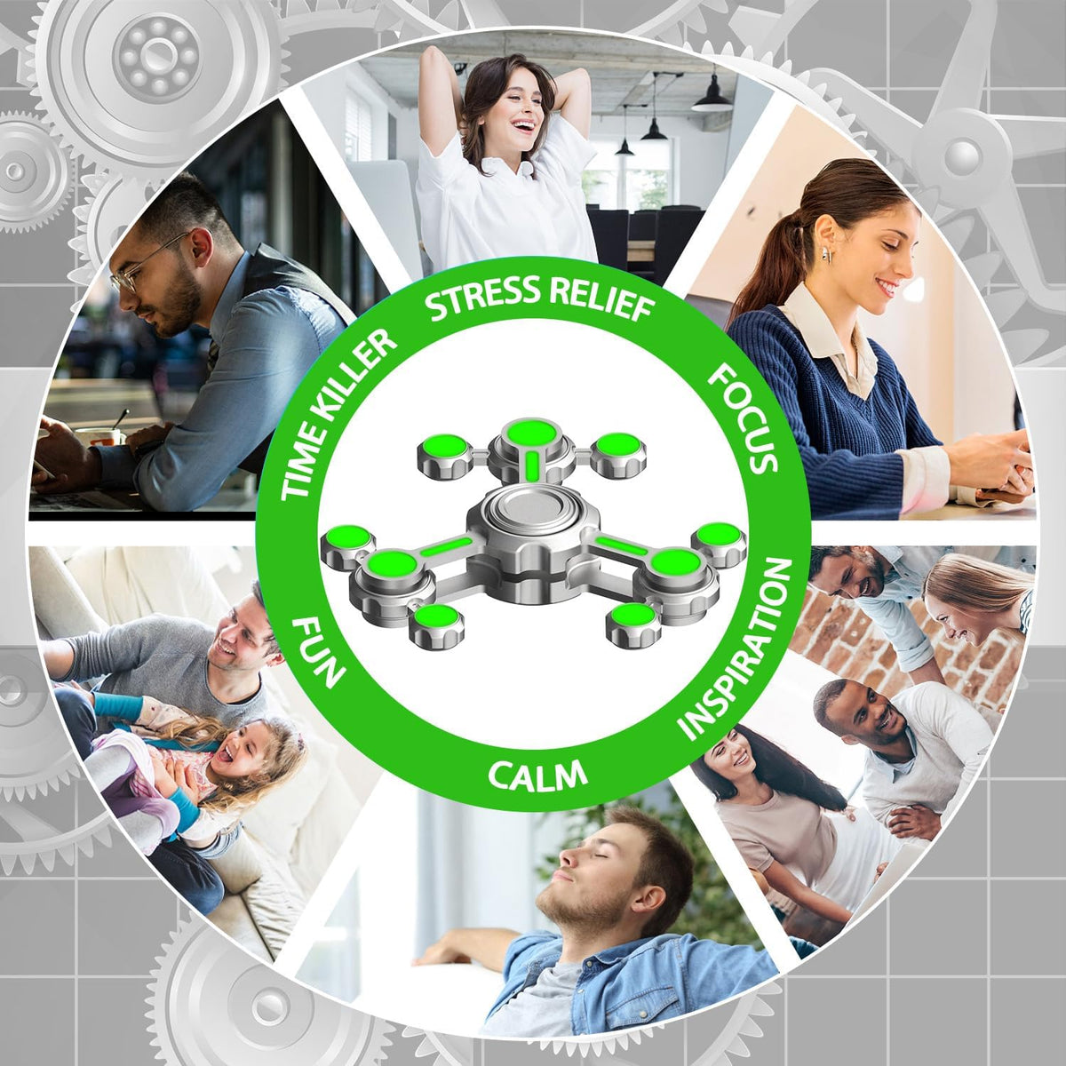 Fidget Spinner Toy for Kids Adults Metal Figette, Silent Cool Gadgets Quiet Office Finger Roller Desk Toy Stress Relief Tools Calm Down