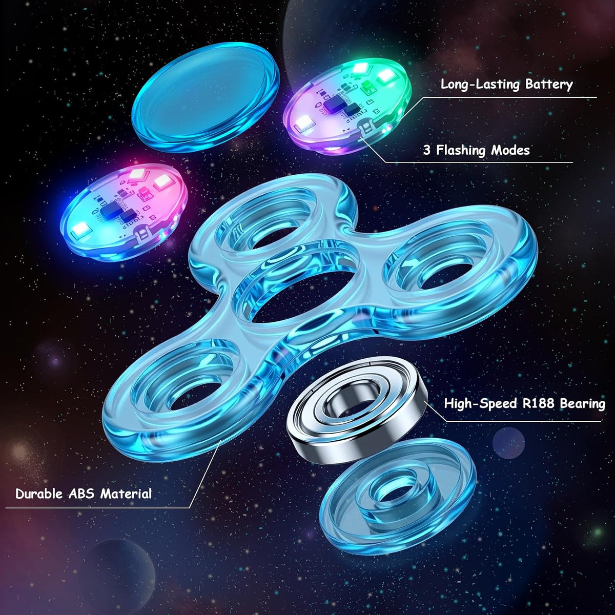 Figrol Fidget Toys 3 Pack,Light Up Fidget Spinner for Kids & Adults Stress Relief Calm Down,Sensory Toys for Kids Toys