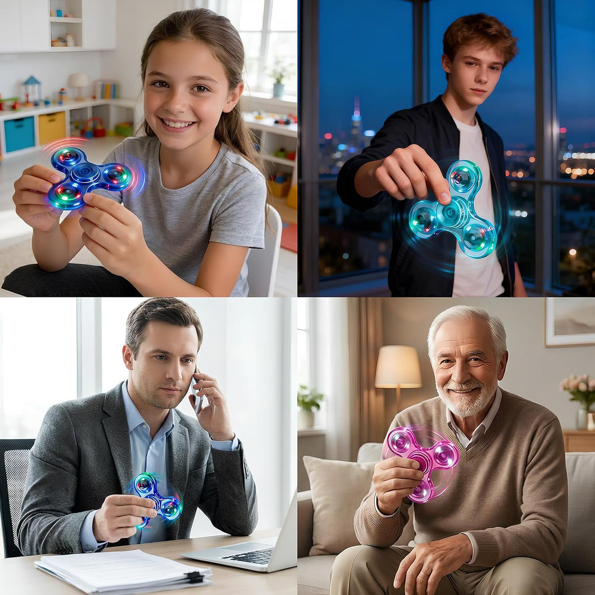 Figrol Fidget Toys 3 Pack,Light Up Fidget Spinner for Kids & Adults Stress Relief Calm Down,Sensory Toys for Kids Toys