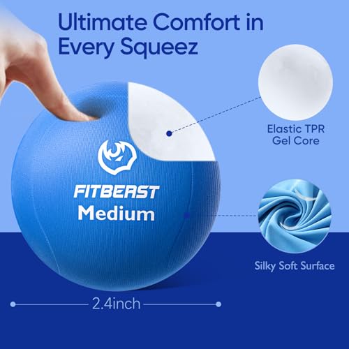 FitBeast Grip Strength Trainer - 6 Piece Hand Exercise Kit with Finger Extension Exerciser & Squeeze Balls for Adults