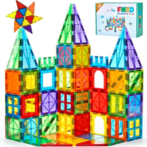 FNJO Magnetic Tiles, 110PCS Magnet Building Set, Magnetic Building Blocks, Construction STEM Learning and Playing Toys for Kids