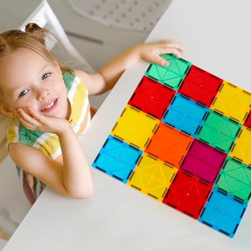 FNJO Magnetic Tiles, 110PCS Magnet Building Set, Magnetic Building Blocks, Construction STEM Learning and Playing Toys for Kids
