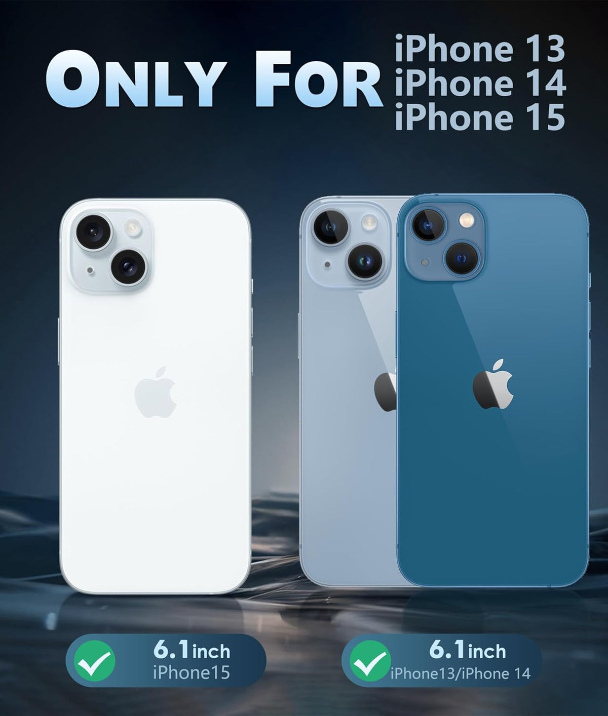 FNTCASE for iPhone 15 Case Clear, iPhone 14/13 Case Magnetic Phone Cases with Screen Protector (A-Clear)