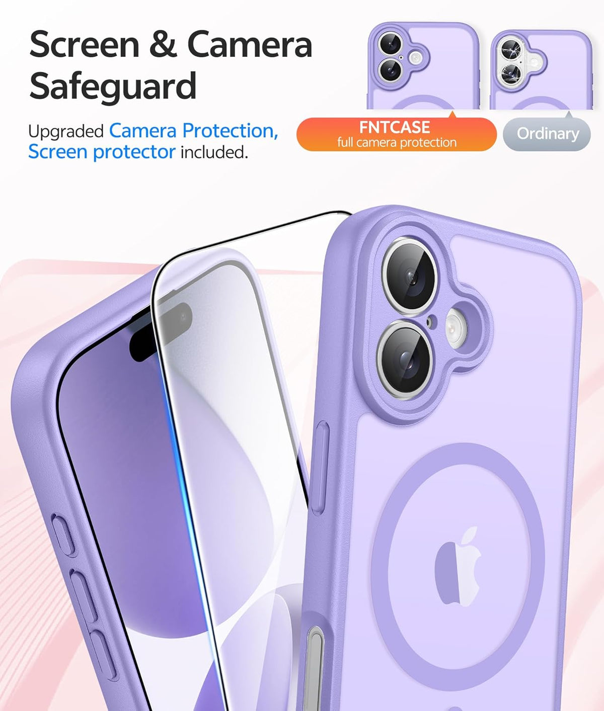 FNTCASE for iPhone 17 Case, Compatible with Magsafe, Translucent Matte Cases with, Full Camera Protection, Screen Protector