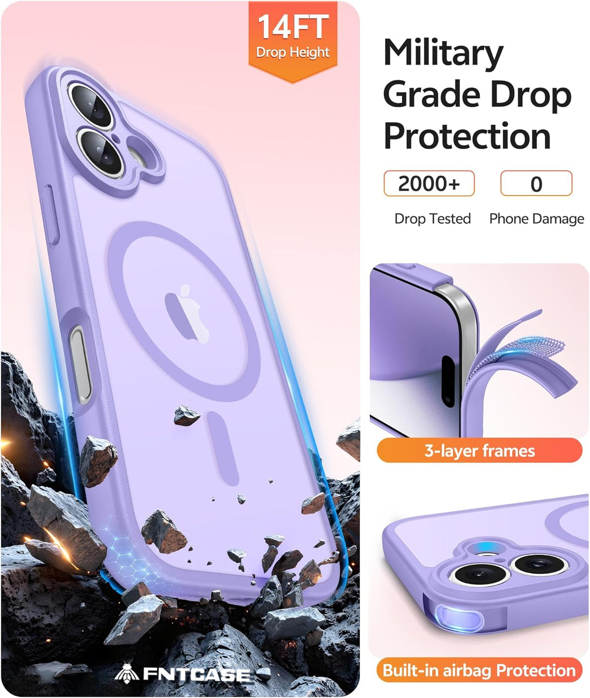 FNTCASE for iPhone 17 Case, Compatible with Magsafe, Translucent Matte Cases with, Full Camera Protection, Screen Protector