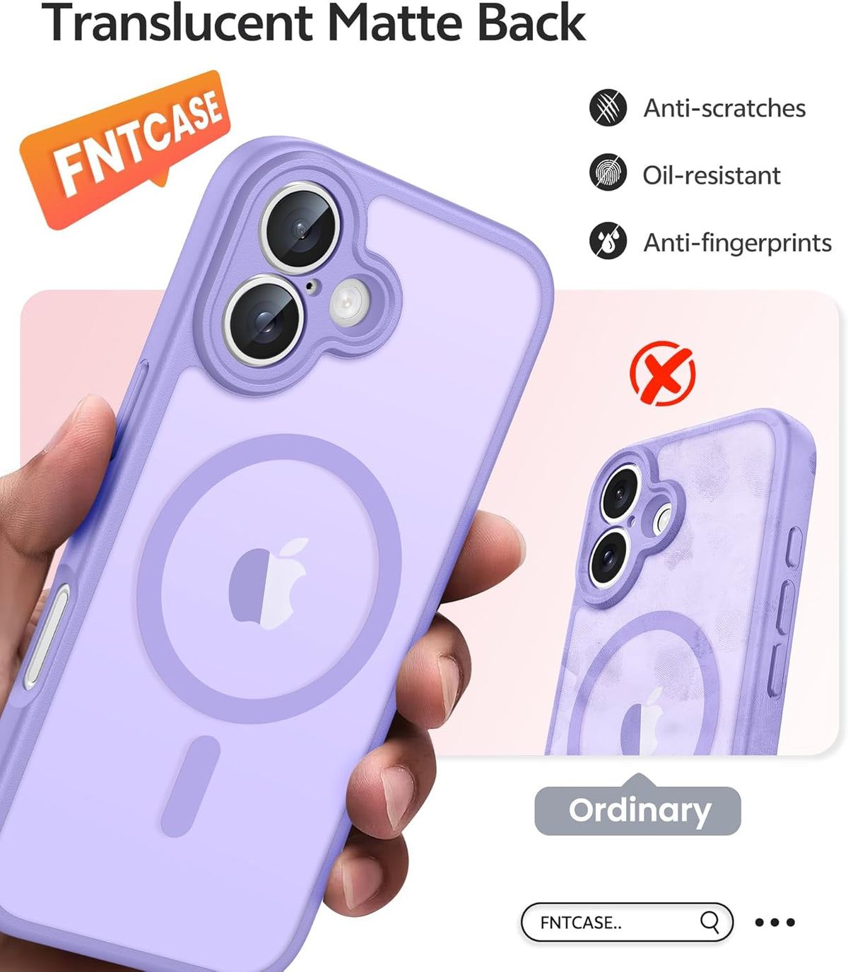 FNTCASE for iPhone 17 Case, Compatible with Magsafe, Translucent Matte Cases with, Full Camera Protection, Screen Protector