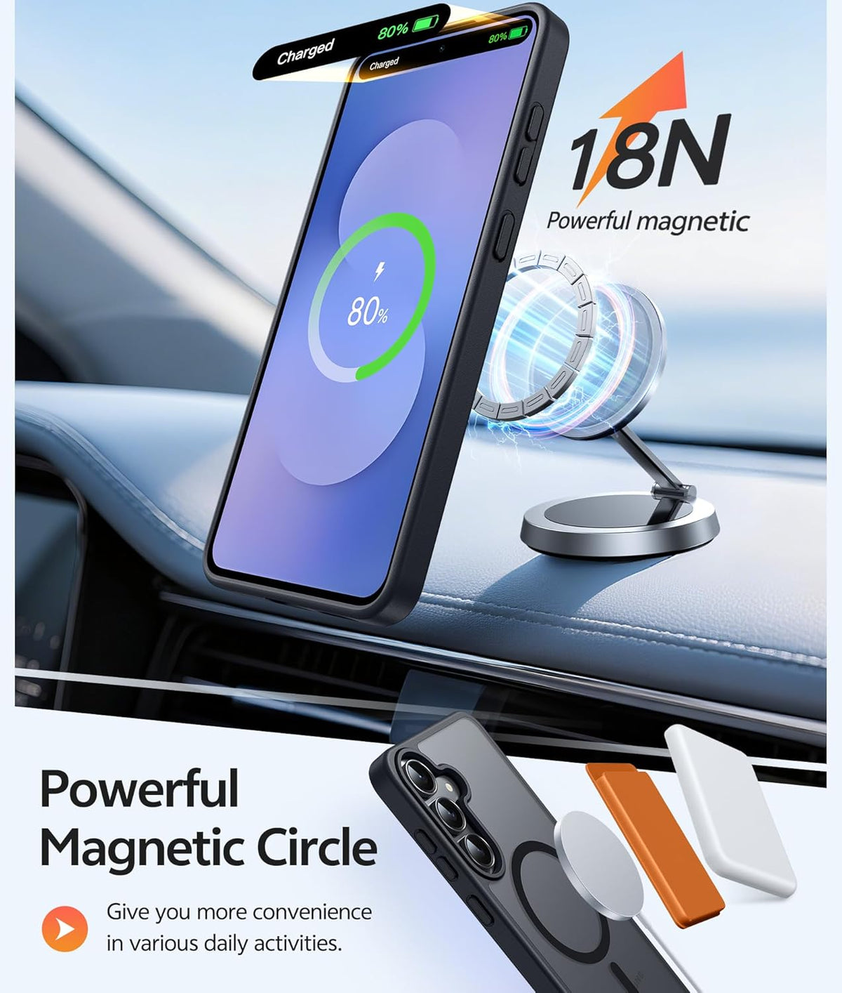 FNTCASE for Samsung Galaxy S25 FE Case, Magnetic Translucent Matte Drop Proof Protection Cell Phone Cover (Black-6.7 inch)