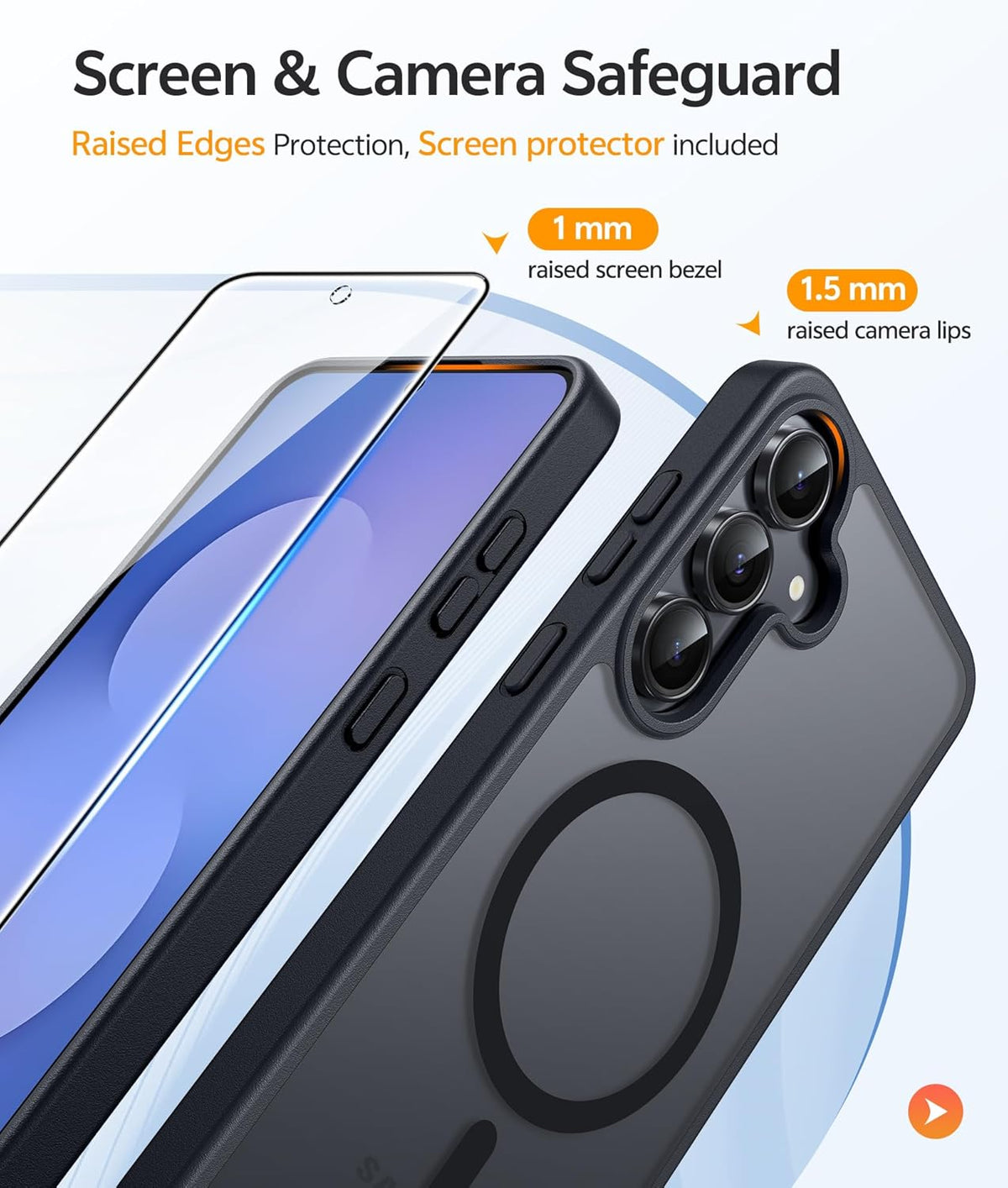 FNTCASE for Samsung Galaxy S25 FE Case, Magnetic Translucent Matte Drop Proof Protection Cell Phone Cover (Black-6.7 inch)