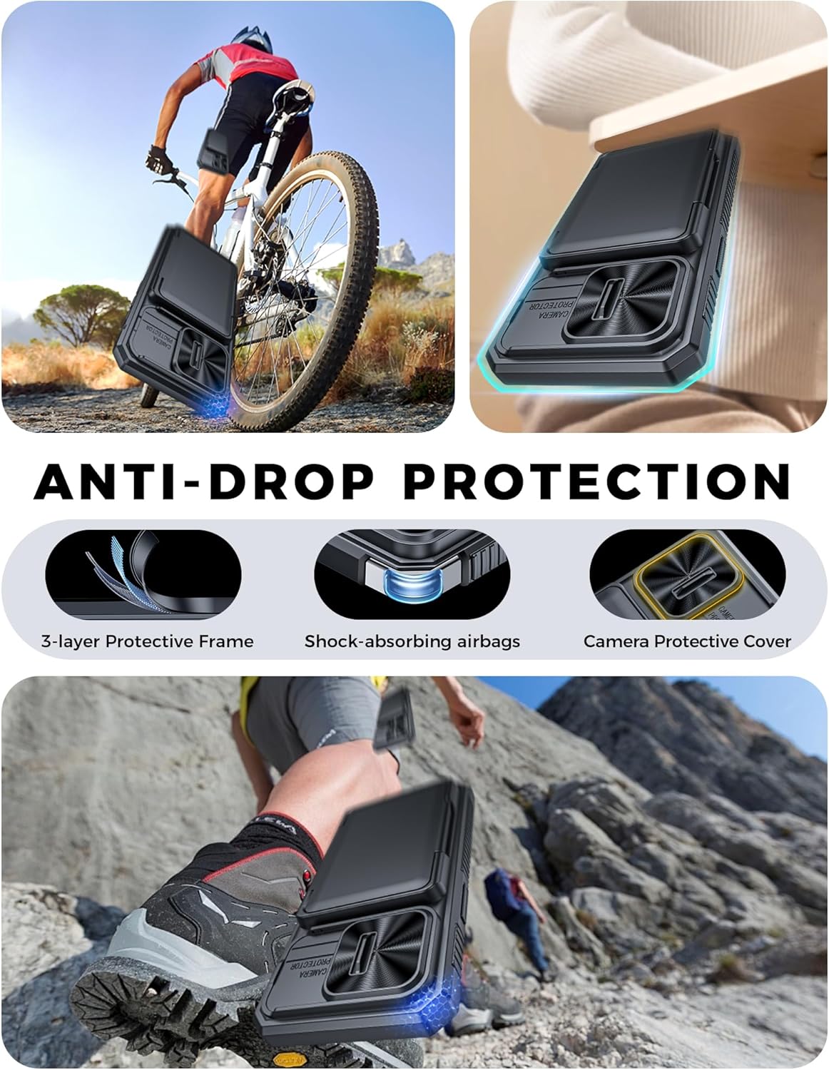 for iPhone 17e Case/iPhone 16e Case Wallet, Built-in Card Holder (4-5 Cards), RFID Blocking, Camera Control Button, Slide Camera Cover (Black)