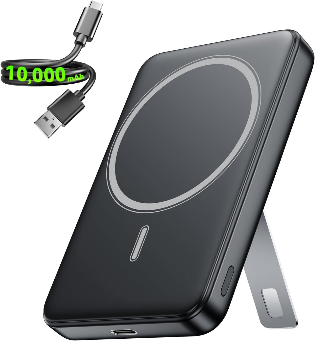 for Magsafe Portable Charger, 10000mAh Wireless Magnetic Power Bank with USB C Charging and stand, Travel Essential for Magsafe Battery Pack