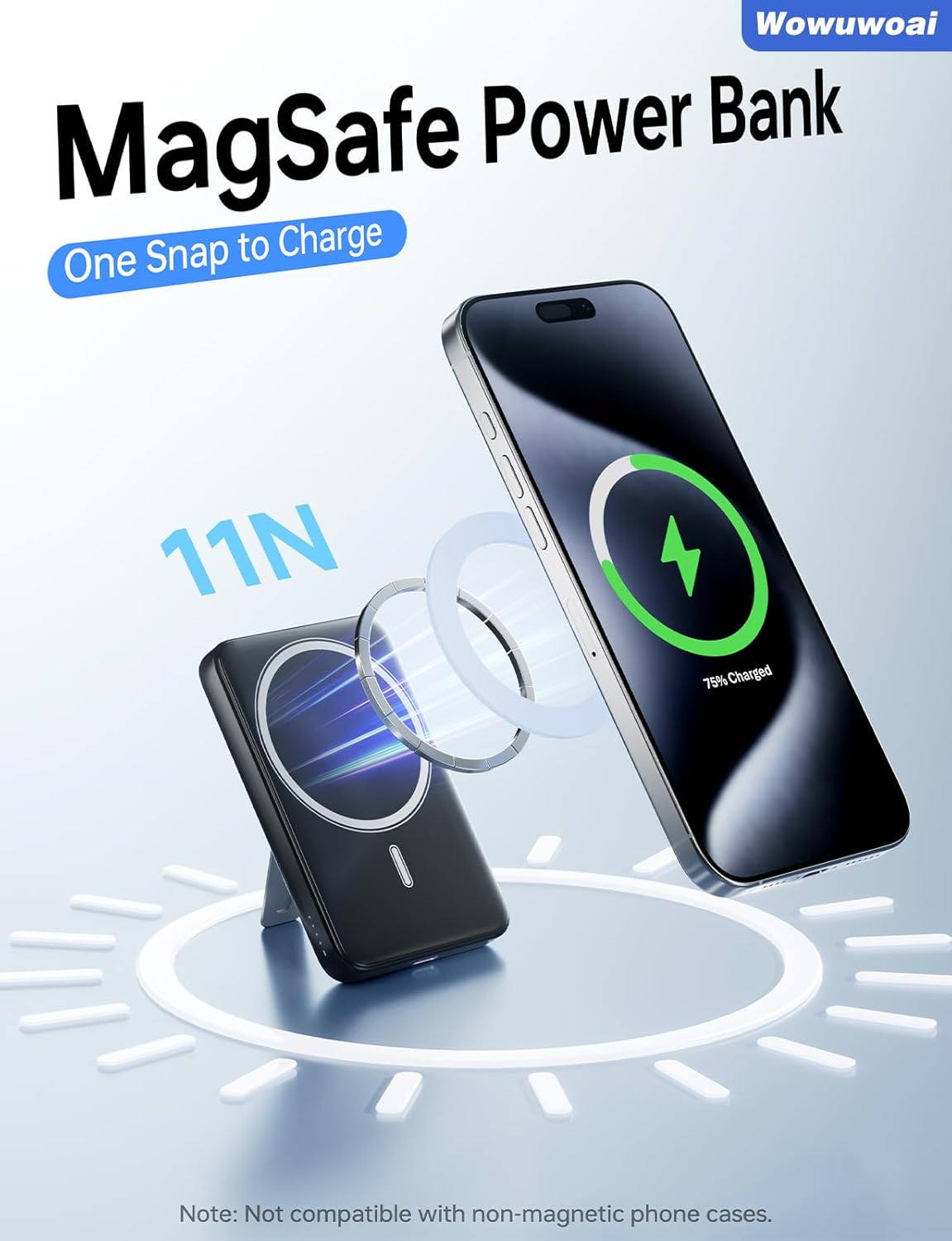 for Magsafe Portable Charger, 10000mAh Wireless Magnetic Power Bank with USB C Charging and stand, Travel Essential for Magsafe Battery Pack