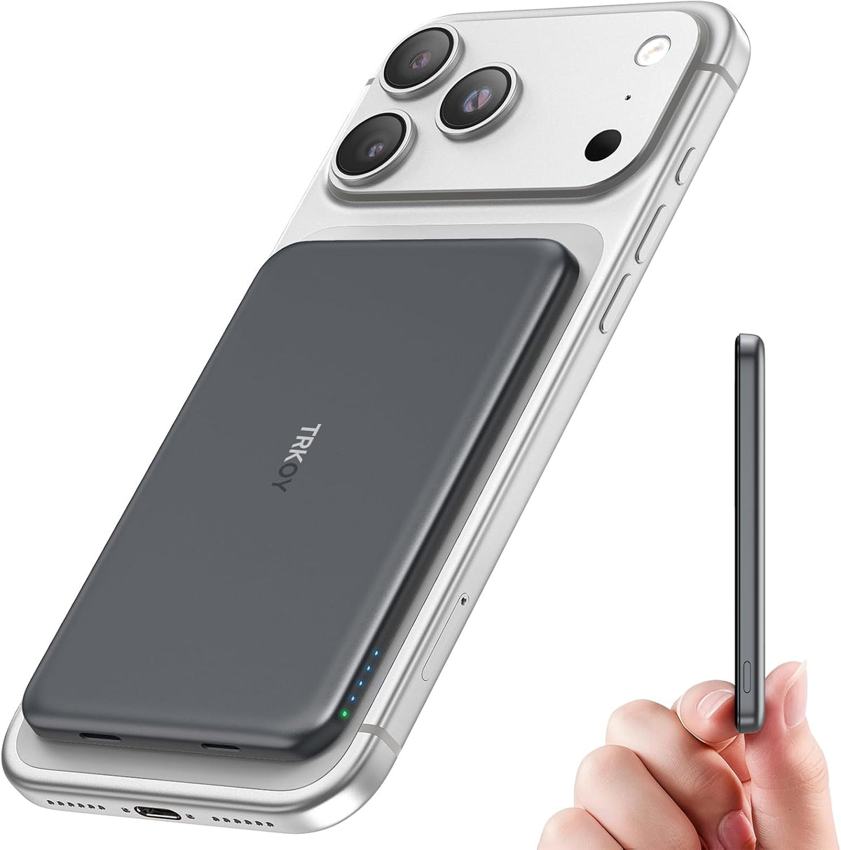for Magsafe Portable Charger, 5000mAh Slim Wireless Magnetic Power Bank - Travel Essential for MagSafe Battery Pack (Graphite Gray)