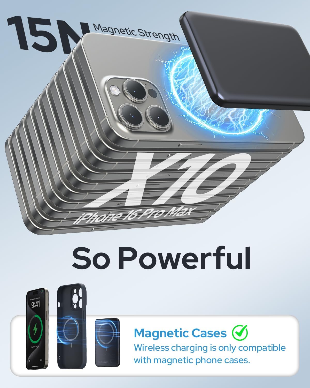 for Magsafe Portable Charger, 5000mAh Slim Wireless Magnetic Power Bank - Travel Essential for MagSafe Battery Pack (Graphite Gray)