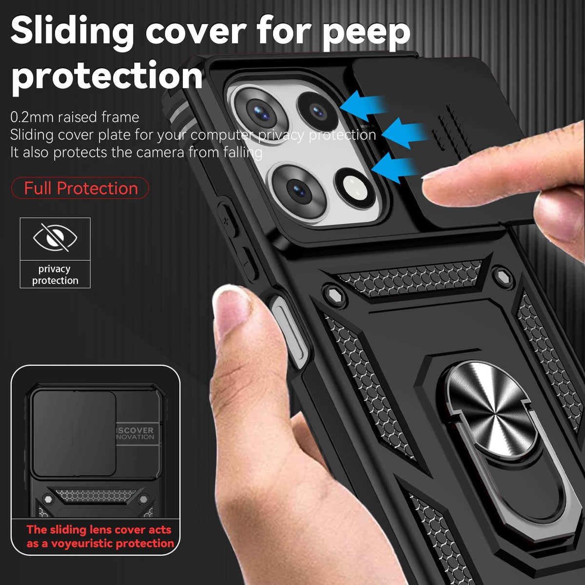 for Motorola Moto G 2025 / Moto G 2026 / Moto G Play 2026 Case, with Slide Camera Cover HD Screen Protector, 16ft. Drop Tested (Black)