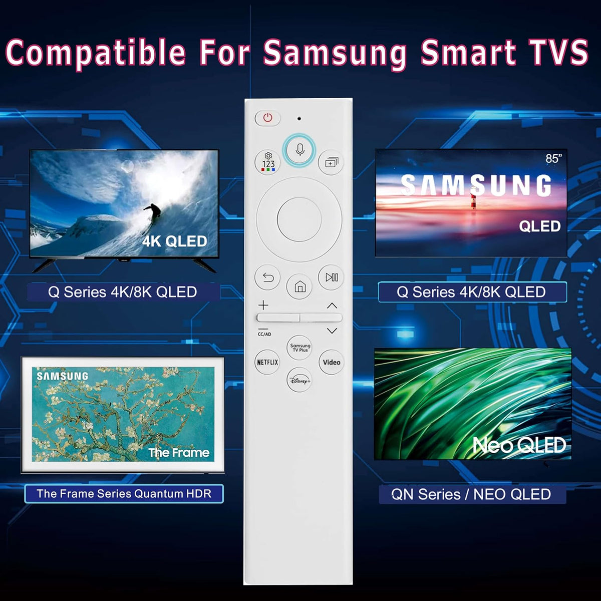 for Samsung Frame TV Remote Replacement, for 2018-2024 Samsung Frame Remote, Voice Function. for Crystal QLED 4K 8K. Bn59-01391A(No Solar).