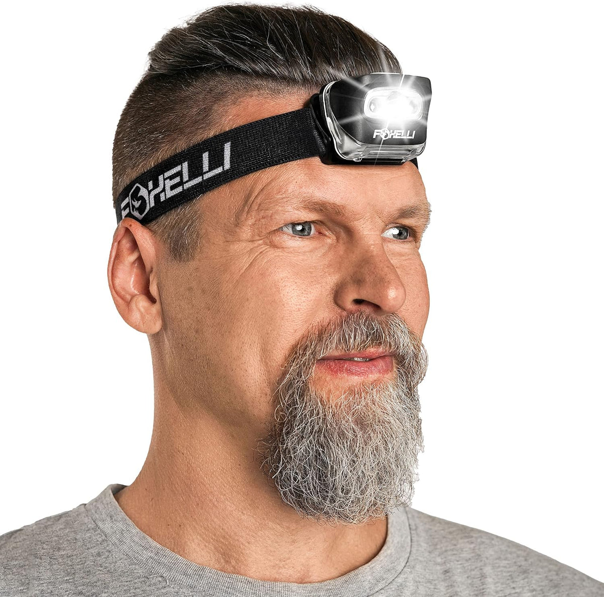 Foxelli LED Headlamp Flashlight for Adults & Kids, Running, Camping, Hiking Head Lamp with White & Red Light, Comfortable Headband
