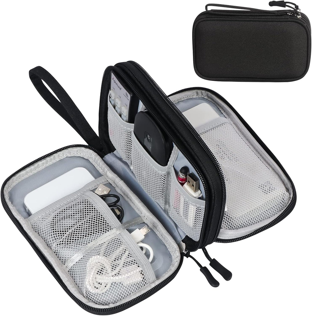 FYY Travel Cable Organizer Pouch Electronic Accessories Carry Case Portable Waterproof Double Layers All-in-One Storage Bag for Cord, Charger, Phone