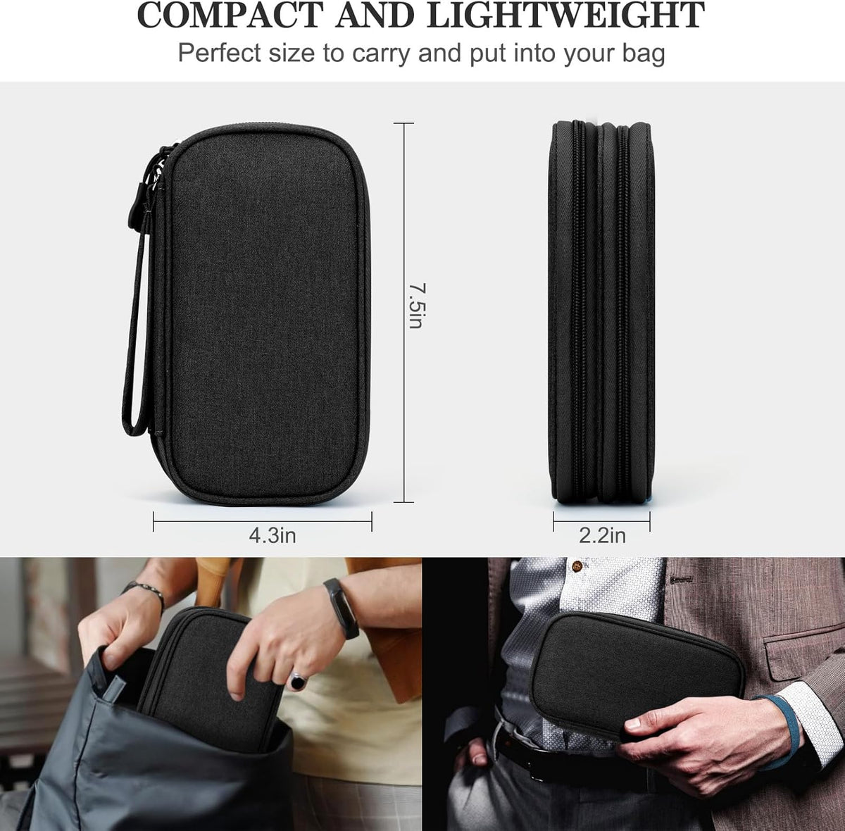 FYY Travel Cable Organizer Pouch Electronic Accessories Carry Case Portable Waterproof Double Layers All-in-One Storage Bag for Cord, Charger, Phone