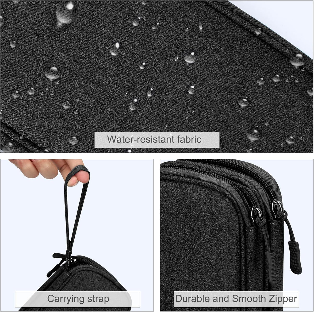 FYY Travel Cable Organizer Pouch Electronic Accessories Carry Case Portable Waterproof Double Layers All-in-One Storage Bag for Cord, Charger, Phone