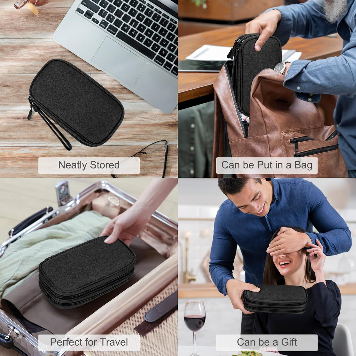 FYY Travel Cable Organizer Pouch Electronic Accessories Carry Case Portable Waterproof Double Layers All-in-One Storage Bag for Cord, Charger, Phone