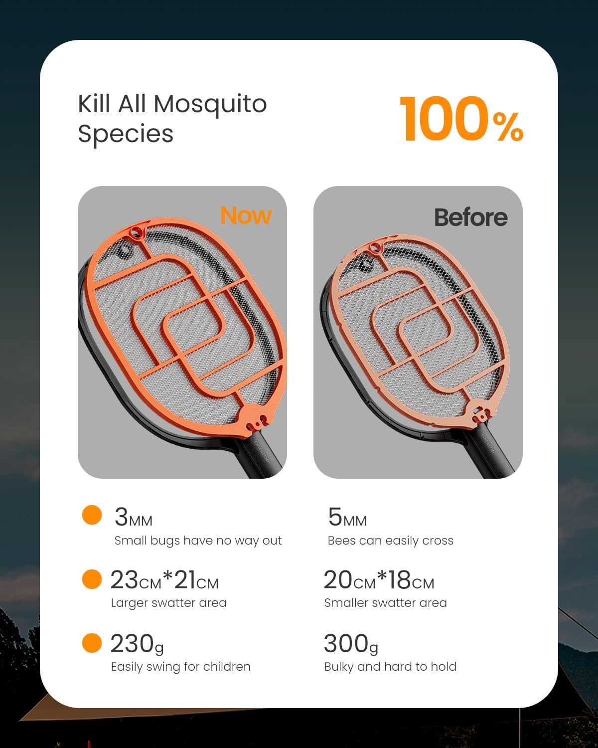 GAIATOP Electric Fly Swatter, 3800V Battery Powered Handheld Fly Zapper, 3-Layer Protection Grid Bug Zapper Racket