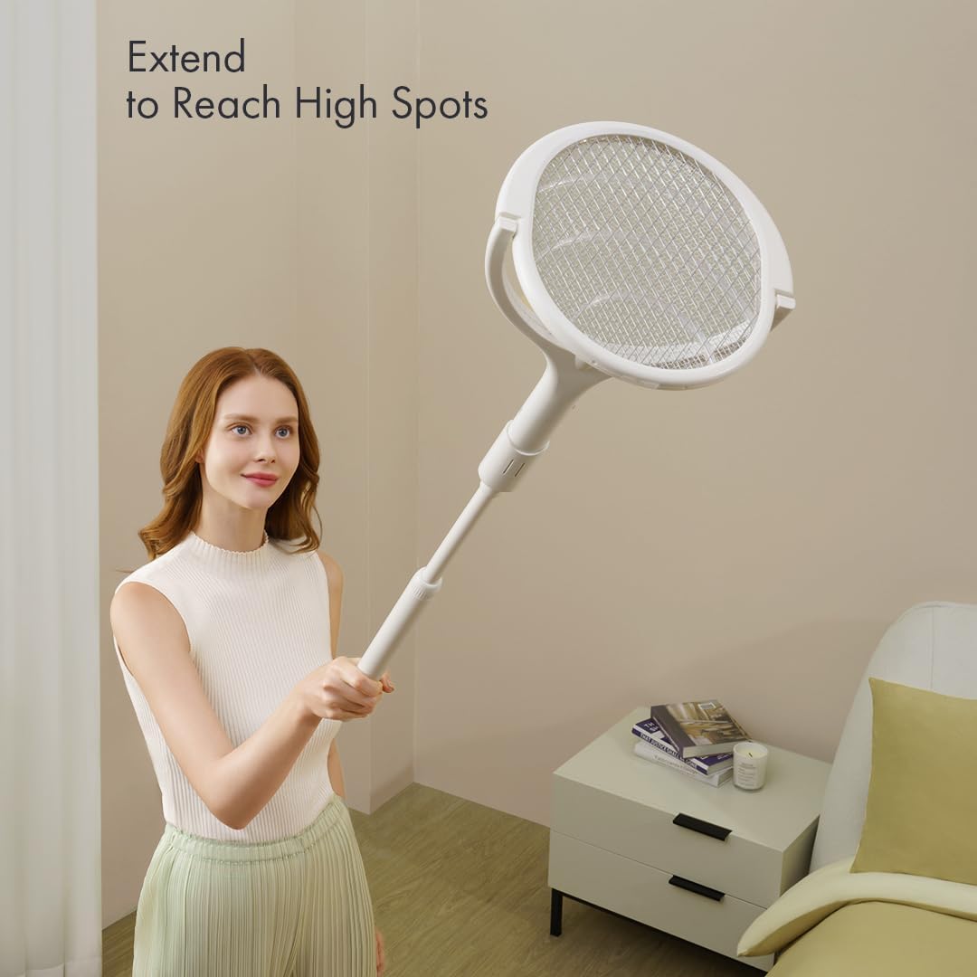 GeckoMan Rotating Head Electric Fly Swatter Racket Rechargeable Bug Zapper Racket Bug Zapper Indoor Fly Zapper Mosquito Zapper Flies Killer