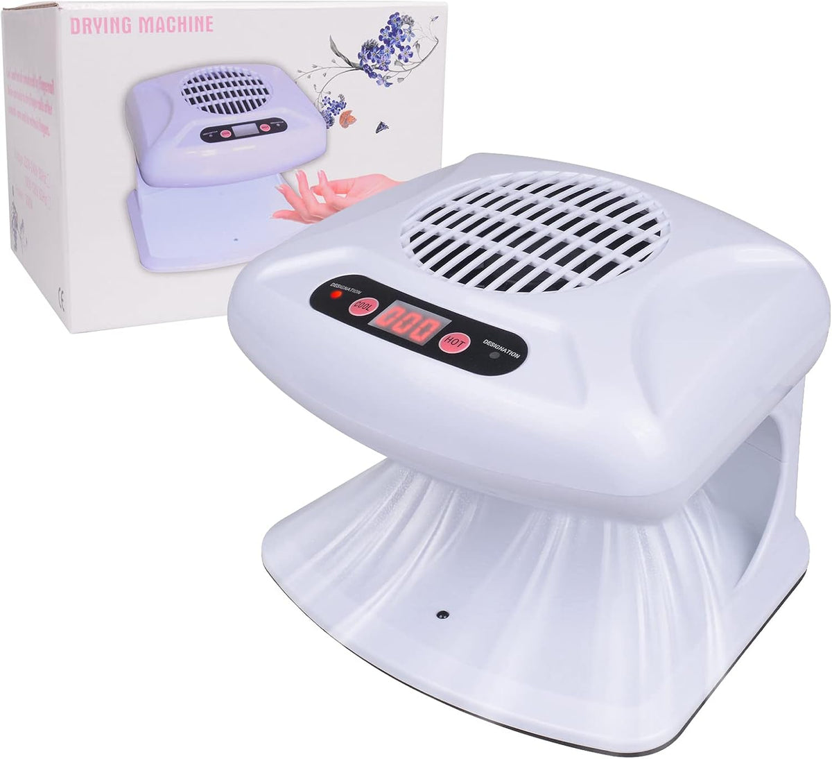 Gegong Air Nail Dryer with Automatic Sensor, 300W Timing Fan Blow for Both Hands and Feet, Warm & Cool Wind Blower Regular Polish (Light Blue)