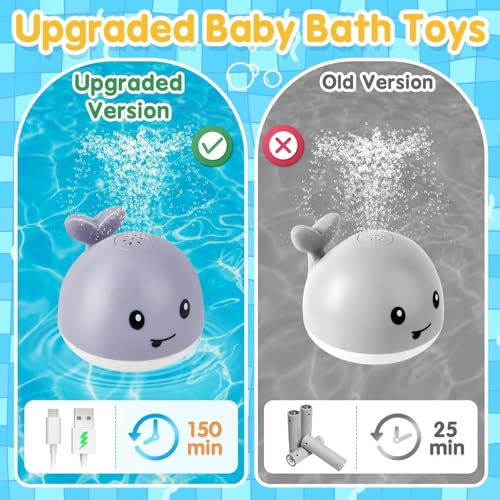 Gigilli Baby Bath Toys, Light up Whale Bath Toys for Babies Kids