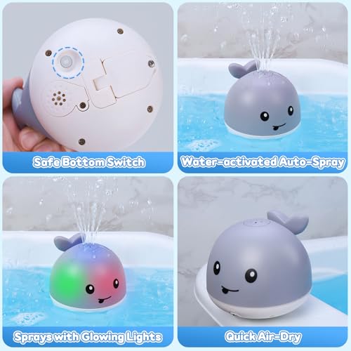 Gigilli Baby Bath Toys, Light up Whale Bath Toys for Babies Kids