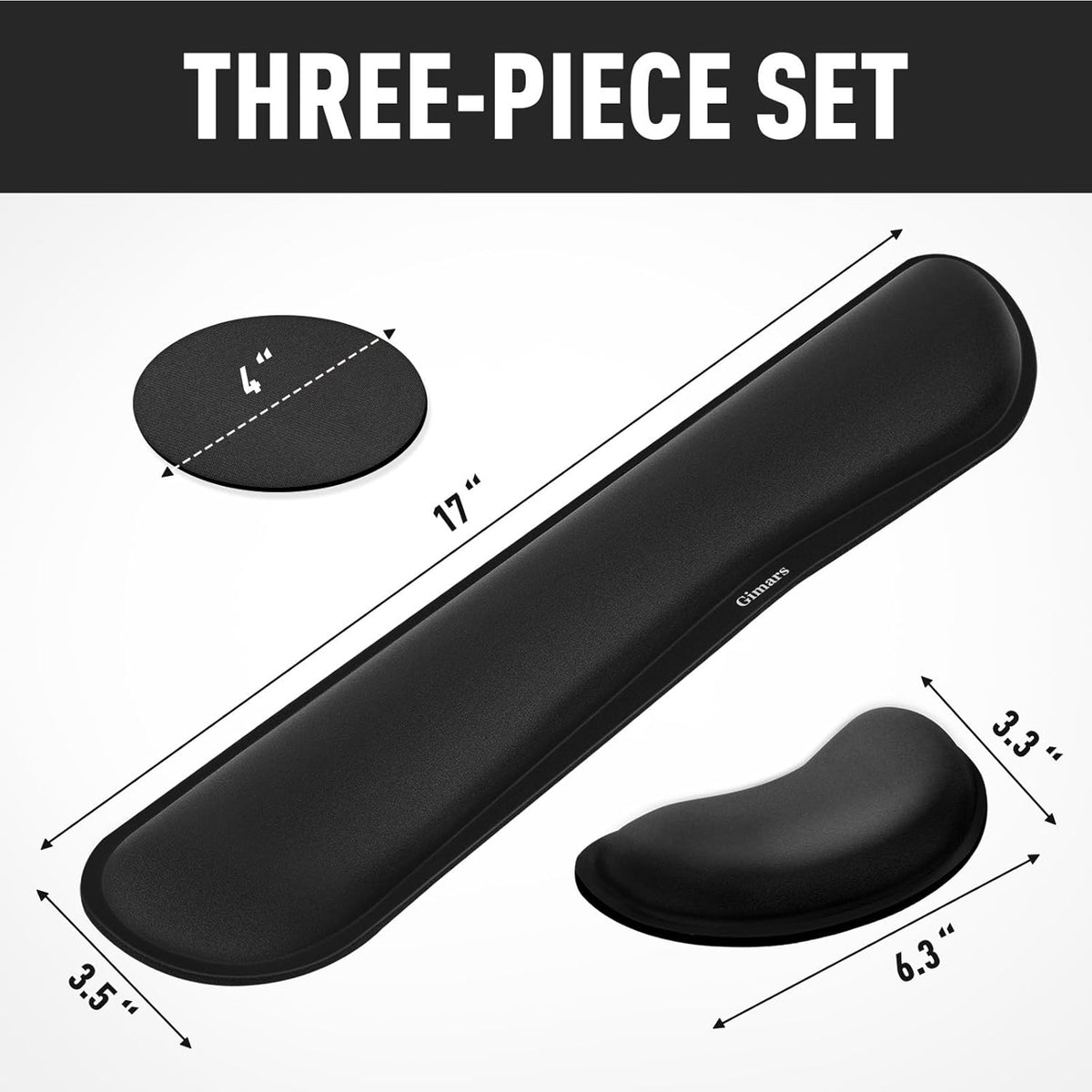 Gimars Upgrade Enlarge Silky and Superfine Fabric Gel Memory Foam Keyboard Wrist Rest Set, Ergonomic Keyboard Mouse Wrist Support (Black)