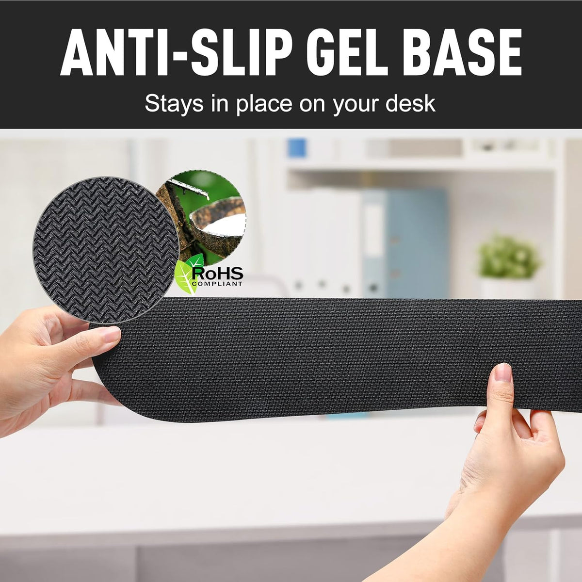 Gimars Upgrade Enlarge Silky and Superfine Fabric Gel Memory Foam Keyboard Wrist Rest Set, Ergonomic Keyboard Mouse Wrist Support (Black)