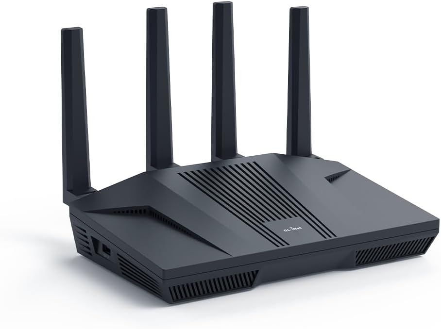 GL.iNet GL-MT6000 (Flint 2) WiFi 6 High Speed Gaming Routers for Wireless Internet, 2 x 2.5G Ethernet Ports for Fiber Optic Modem