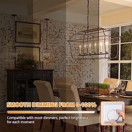 GoBright Dimmable E12 Candelabra LED Light Bulbs 40W Equivalent, 2700K Soft Warm White Chandelier Light Bulbs, 4W 460 LM Flame Tip Candle Light Bulbs