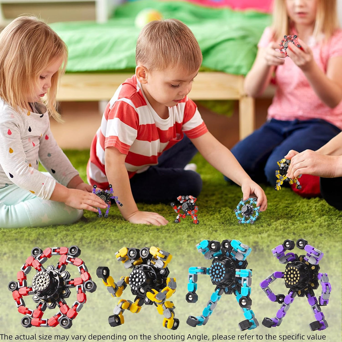 Gokeey Transformable Fidget Spinners Toys 4 Pcs for Kids and Adults Stress Relief Sensory Toys for Boys