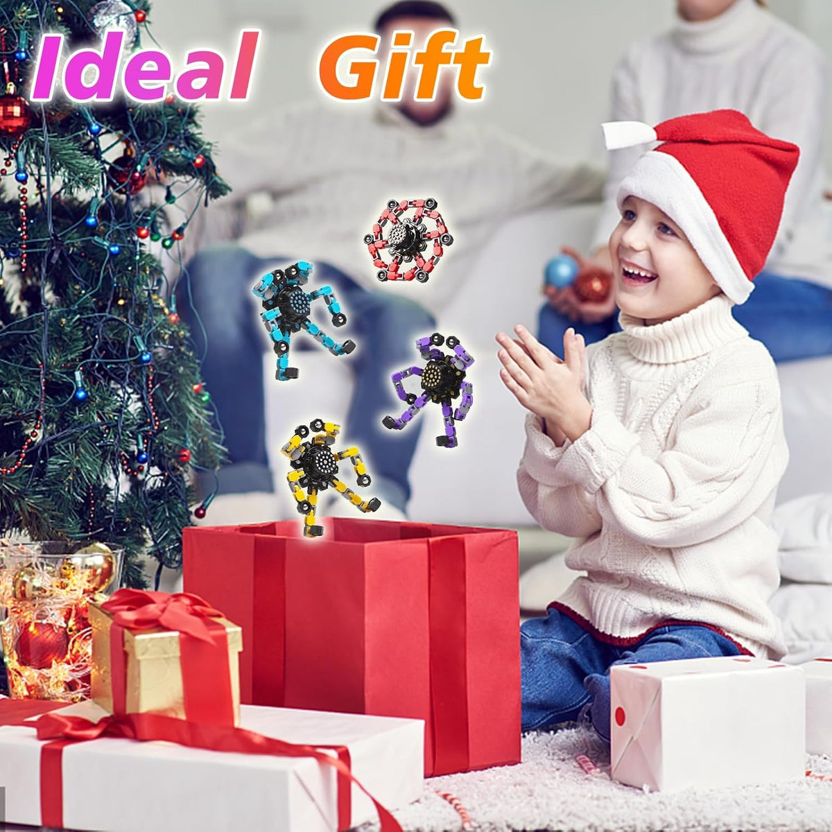 Gokeey Transformable Fidget Spinners Toys 4 Pcs for Kids and Adults Stress Relief Sensory Toys for Boys
