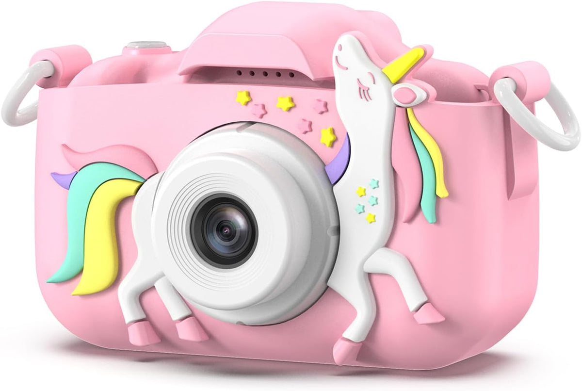 Goopow Kids Camera Toys for 3-8 Year Old Girls Boys, Children Digital Video Camcorder Camera with Cartoon Soft Cover - 32G SD Card Included